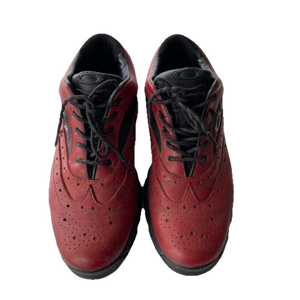 Oakley Leather Golf Shoes Wingtip‎ Brogue Perforated Red Oxford Size 7